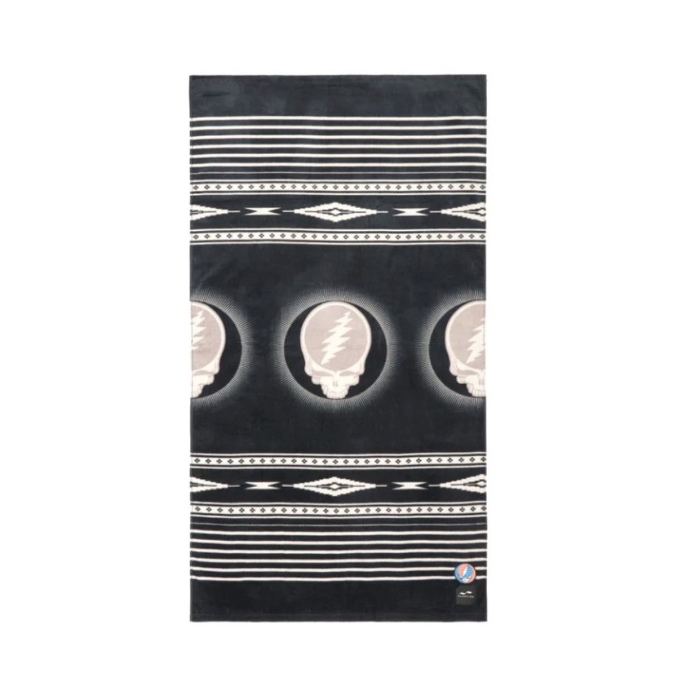 Grateful Dead Black Stripe Beach Towel - Icon Skull Design